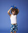 Short de bain recyclé enfant garçon bleu MYKONOS/écru MULTICO