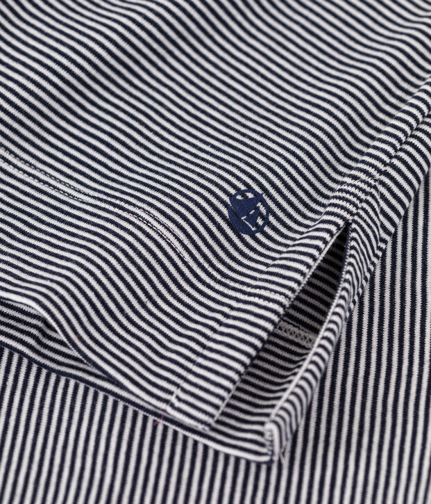 Chemise de nuit en coton ray&eacute; femme bleu/blanc