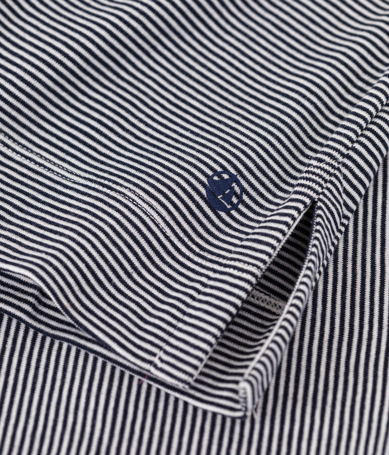 Chemise de nuit en coton ray&eacute; femme bleu/blanc