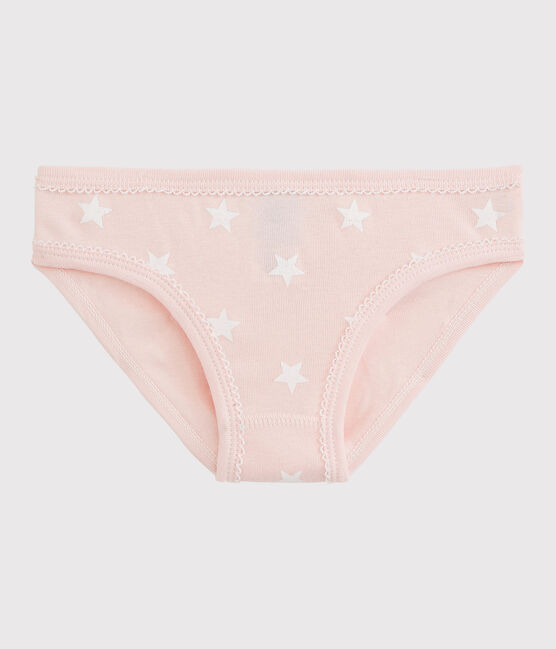 Culotte petite fille en coton rose MINOIS/blanc MARSHMALLOW