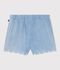 Babyshort van chambray met borduursel blauw