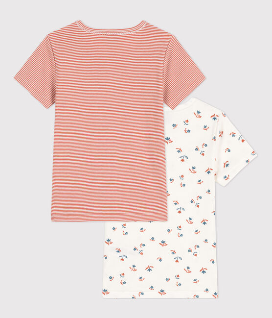 Set van 2 T-shirts met bloemen en korte mouwen voor meisjes in katoen variante 1