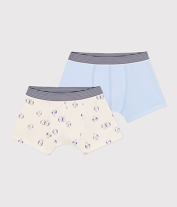 Lot de boxers enfant en coton imprim&eacute; pingouins multicouleur