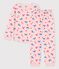 Meisjespyjama met kattenprint in katoen roze MINOIS/wit MULTICO