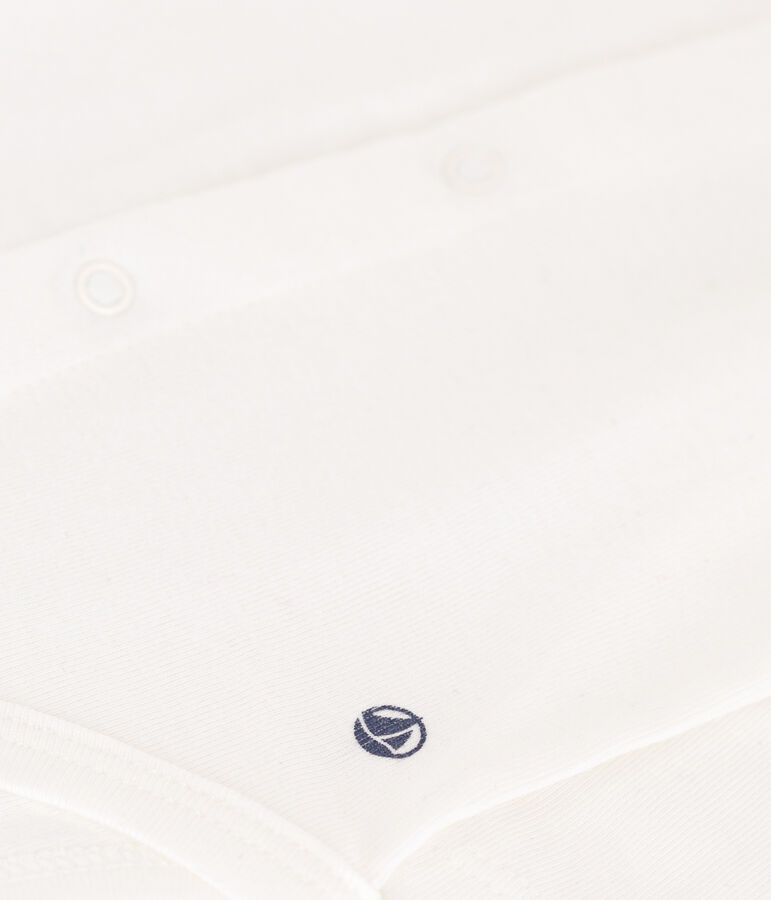 Body manches longues &agrave; collerette en coton b&eacute;b&eacute; blanc