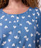 Katoenen nachthemd met Tunesische hals en hartjesprint voor dames blauw/wit