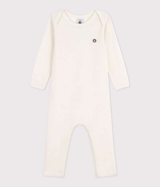 Babybody met lange pijpen in wol en katoen ECRU 08163