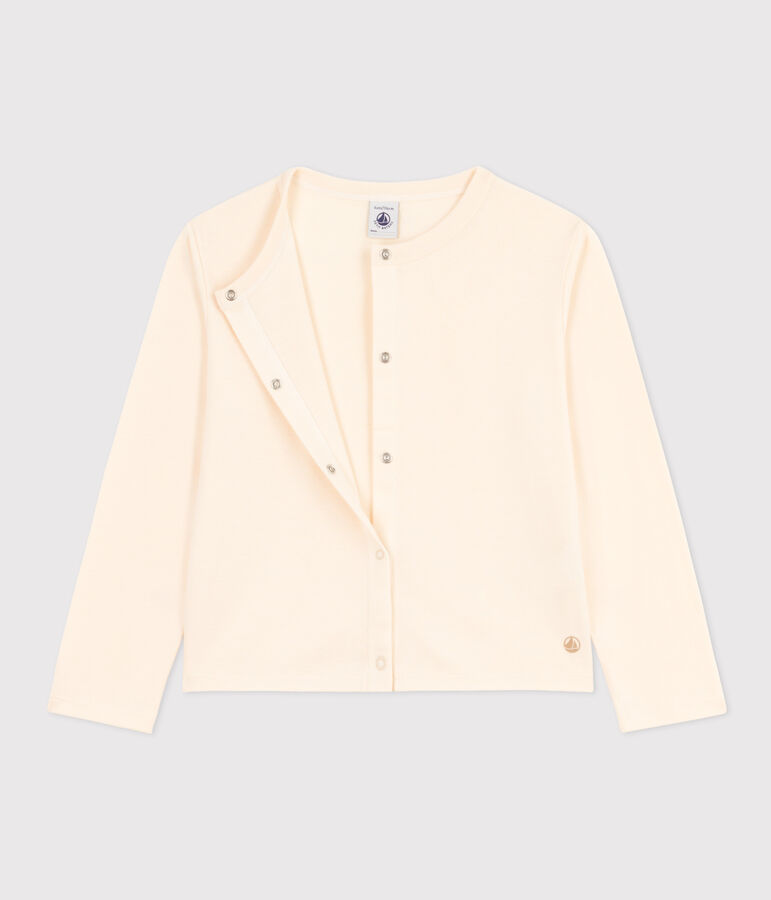 Cardigan en coton enfant fille &eacute;cru