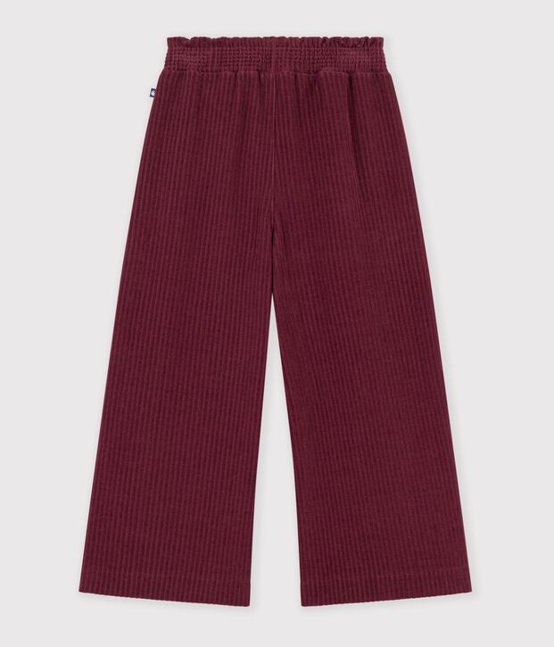 Pantalon wide leg enfant en coton bordeaux