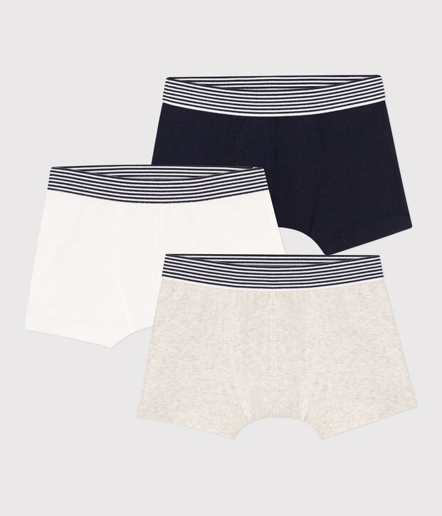 Set van 3 effen boxershorts voor jongens in katoen multicouleur