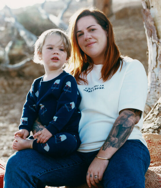T-shirt Tajinebanane x Petit Bateau wit MARSHMALLOW