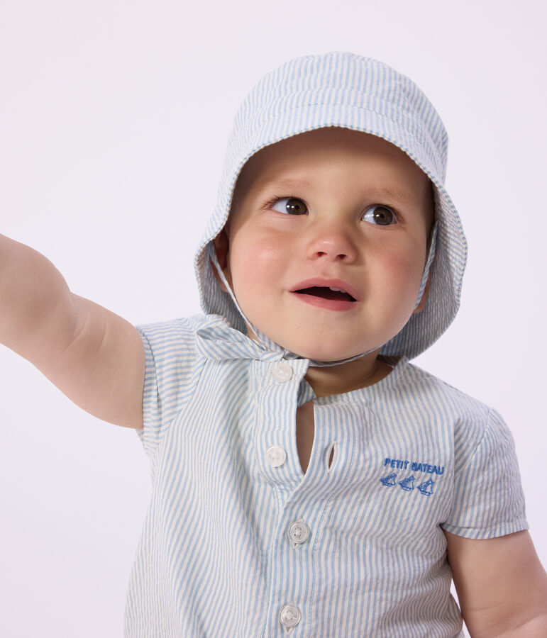 Bob b&eacute;b&eacute; en seersucker &agrave; nouer bleu/blanc