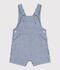 Korte salopette in gestreepte keperstof voor baby's blauw/wit