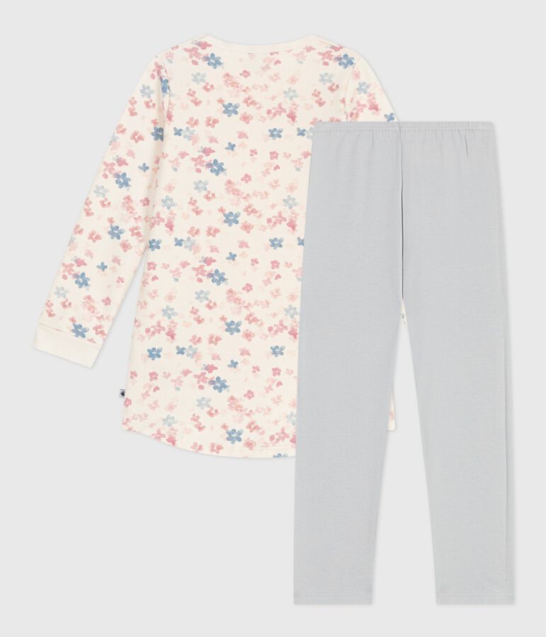 Chemise de nuit et legging enfant en molleton imprim&eacute; fleurs MILK/ MULTICO