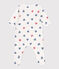 Katoenen babypyjama met gestreept hartje wit MARSHMALLOW/wit MULTICO