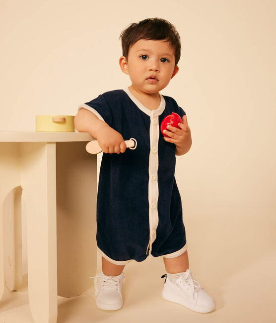 Kort pakje in bouclébadstof voor baby's blauw SMOKING