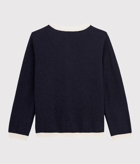Wol en katoenen Cardigan vest jongens kinderen blauw SMOKING/wit MARSHMALLOW