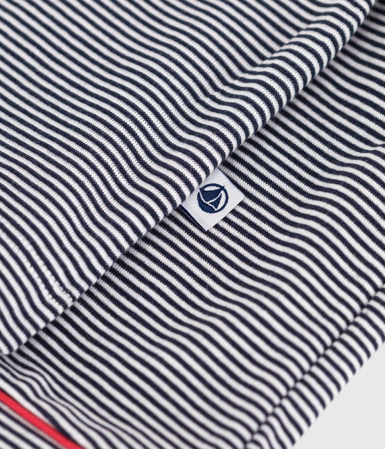 Pyjama short femme en coton boutonné à rayures bleu SMOKING/blanc MARSHMALLOW