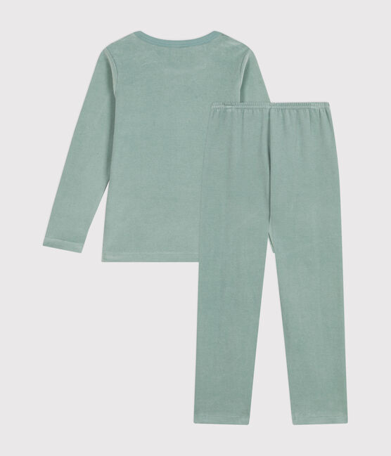 Pyjama uni en velours enfant vert PAUL