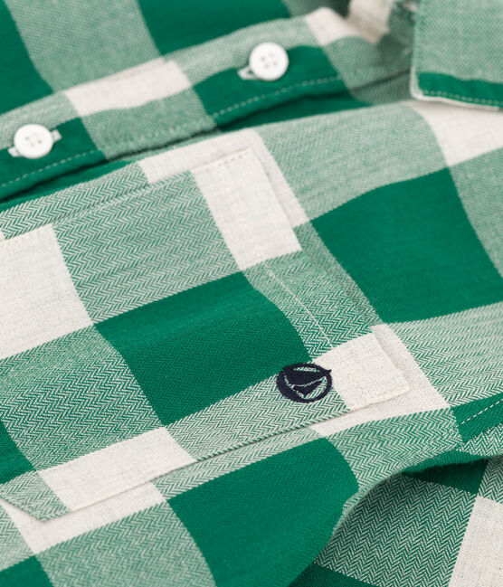 Ruitjeshemd in flanel voor jongens MATCHA/ AVALANCHE