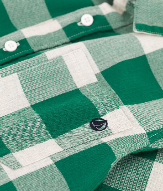 Chemise &agrave; carreaux en flanelle enfant gar&ccedil;on MATCHA/&eacute;cru