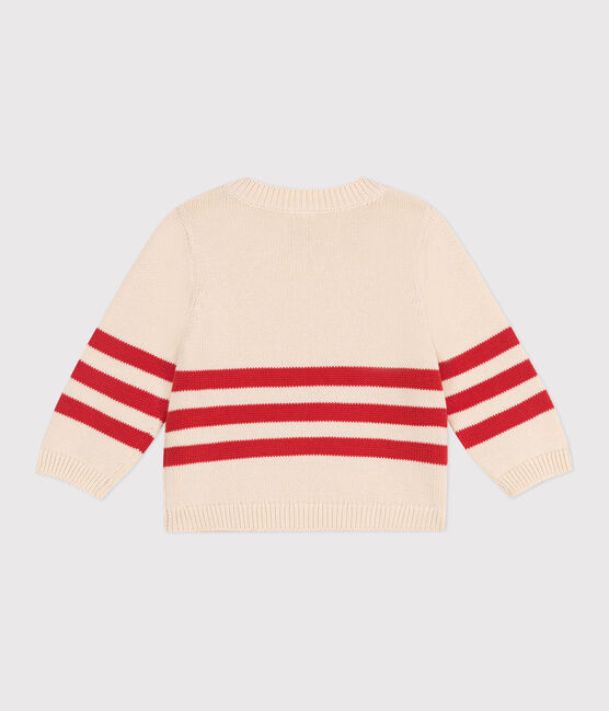 Pull bébé en coton à rayures placées et badge à la poitrine rouge AVALANCHE/ AURORA