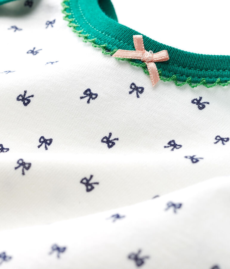 Pyjama van ribstof voor babymeisjes wit/blauw