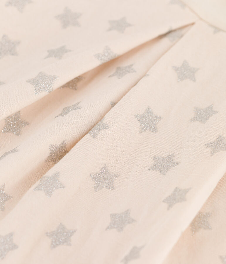 Meisjesrok in tubic met print ecru/grijs