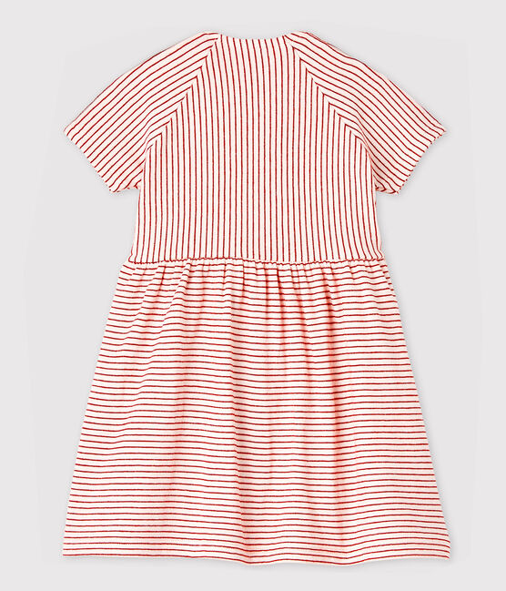Robe manches courtes en tubique rayée bébé fille rose FLEUR/rose COPPER