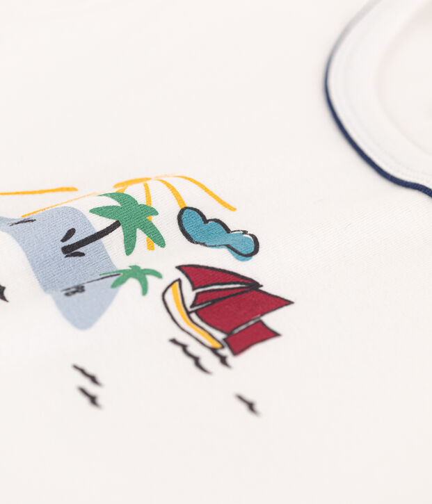 Katoenen ontdekkingspyjama voor kleine meisjes en jongens wit/multicouleur