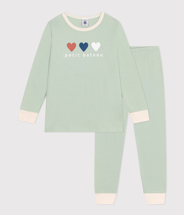 Effen katoenen pyjama voor kinderen groen
