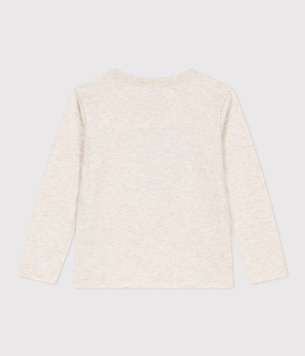 Tee-shirt manches longues en coton enfant fille / gar&ccedil;on beige chin&eacute;