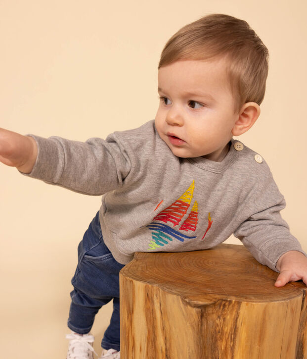 Sweatshirt in molton voor baby's grijs