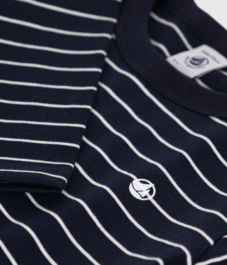 Jongens-T-shirt met lange mouwen blauw/wit