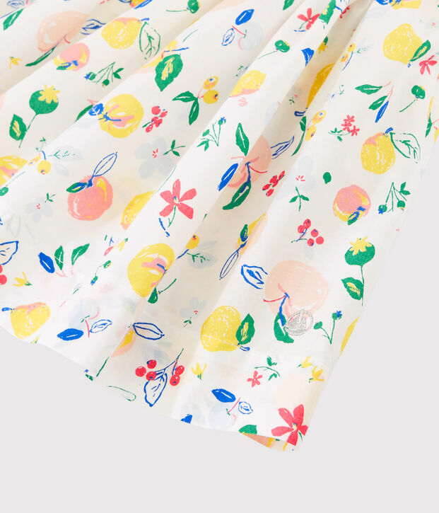 Rok van popeline voor meisjes wit/multicouleur