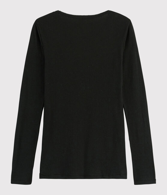 Dames t-shirt van wol en katoen zwart NOIR