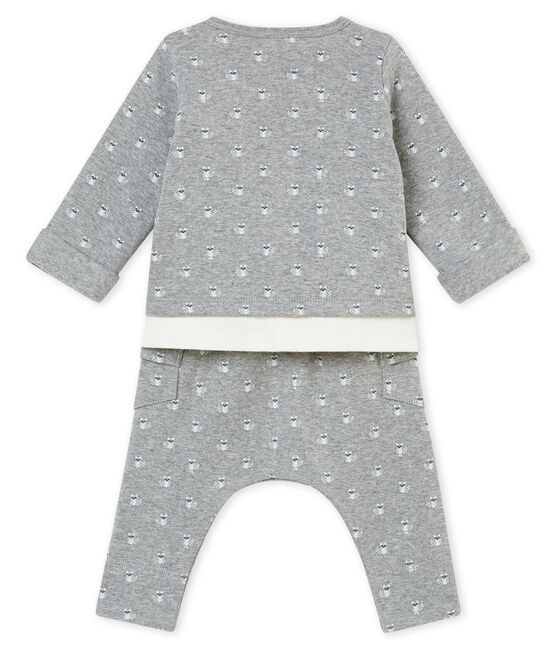 Ensemble trois pièces imprimé bébé garçon gris SUBWAY/blanc MULTICO