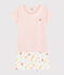 Pyjacourt met zomerfruitprint voor meisjes - dames, van biologisch katoen roze FLEUR/wit MULTICO