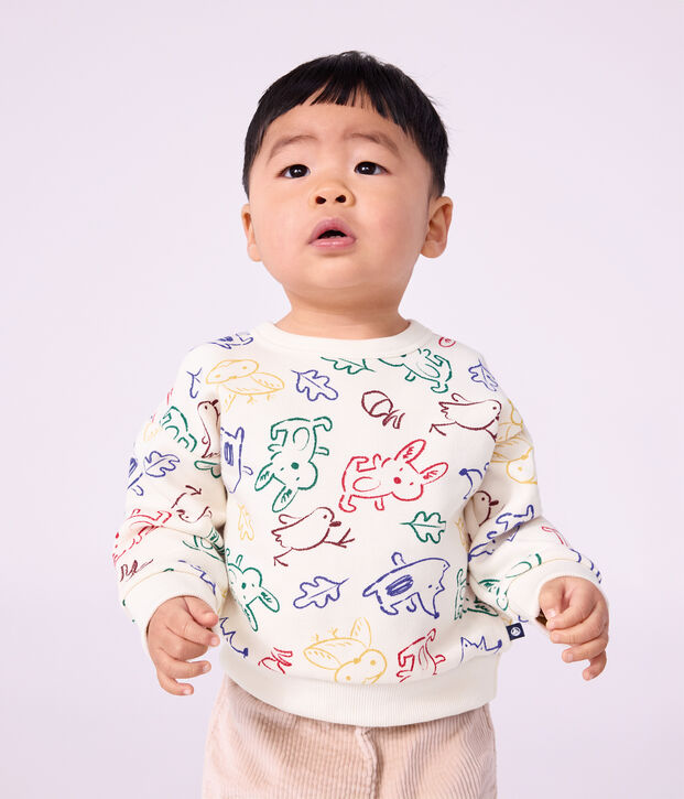 Sweatshirt b&eacute;b&eacute; en coton imprim&eacute; animalier &eacute;cru/multicouleur
