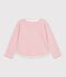 Katoenen T-shirt met lange mouwen en strepen voor kinderen roze/ecru