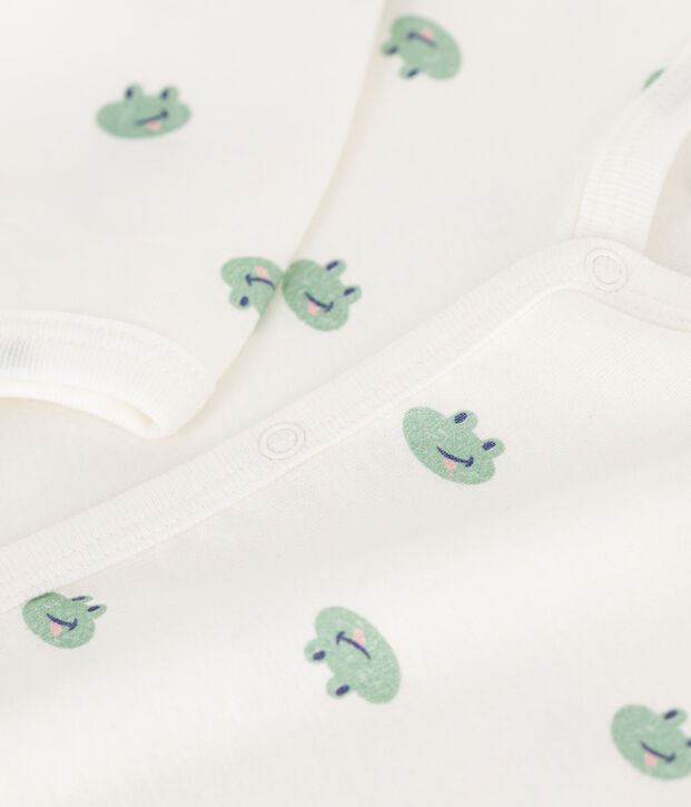 Pyjama b&eacute;b&eacute; en coton sans pieds grenouilles blanc/multicouleur