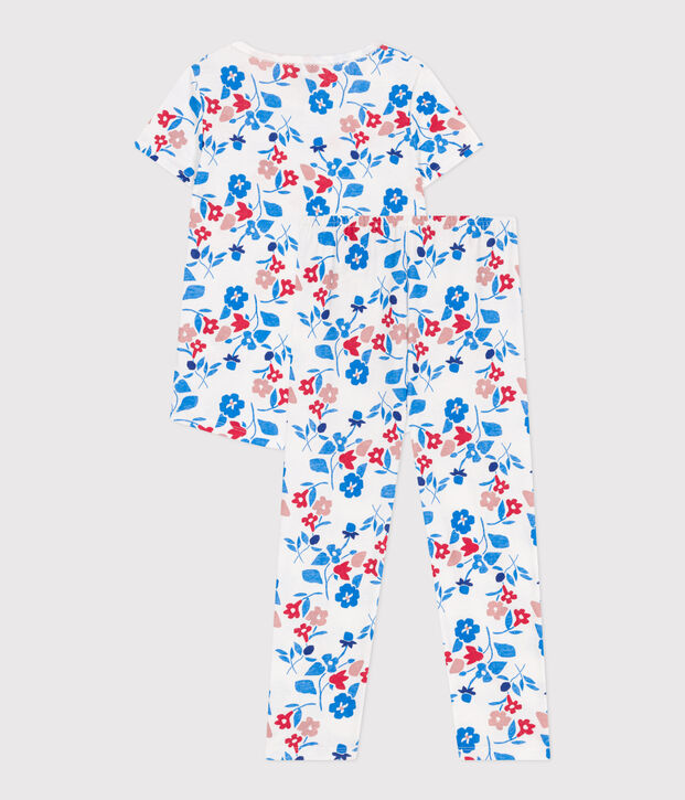 Katoenen kinderpyjama met bloemenprint wit/multicouleur