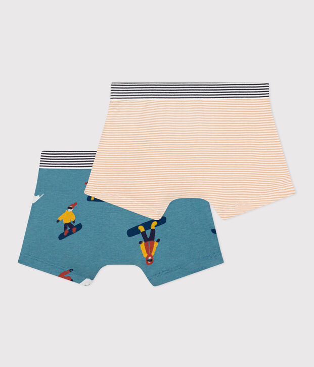 Set van 2 boxershorts snowboard voor jongens in katoen multicouleur