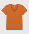 DE STRAIGHT-FIT, T-shirt voor dames met V-hals in biokatoen bruin ECUREUIL