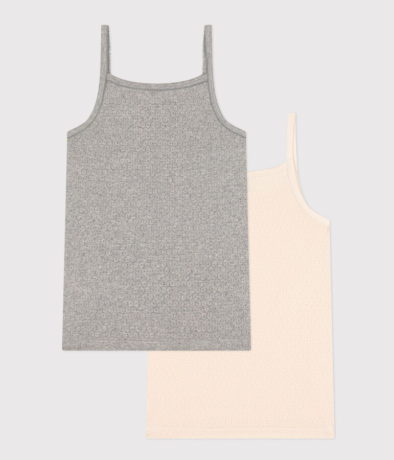 Lot de 2 chemises &agrave; bretelles en coton ajour&eacute; femme multicouleur