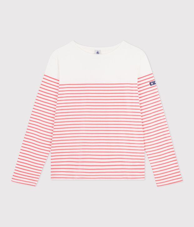 Gestreept katoenen marineshirt voor dames roze/roze
