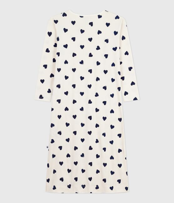 Chemise de nuit femme en coton imprimé cœur bleu MILK/ SOIR