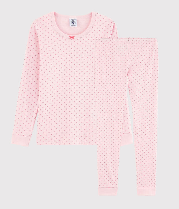 Katoenen snugfi pyjama met sterretjes voor meisjes roze/oranje/grijs