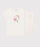 Meisjes-dame pyjama van ribtricot met roze flamingo wit MARSHMALLOW/wit MULTICO
