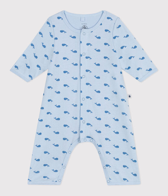Katoenen bodypyjama zonder voetjes voor baby's met walvisprint blauw TOUDOU/ ALASKA